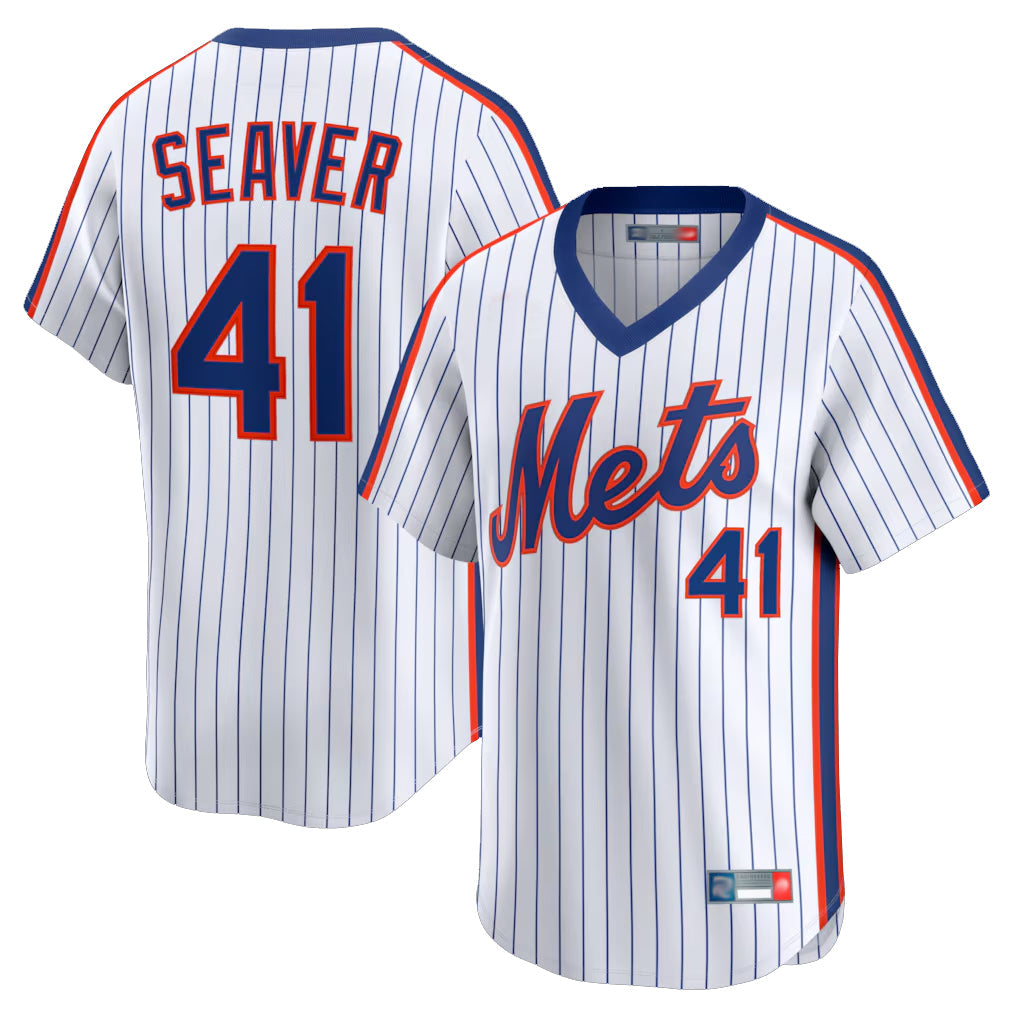Kdoa NY.Mets #41 Tom Seaver Player White Cooperstown Collection T-shirt Game Stitched Jerseys