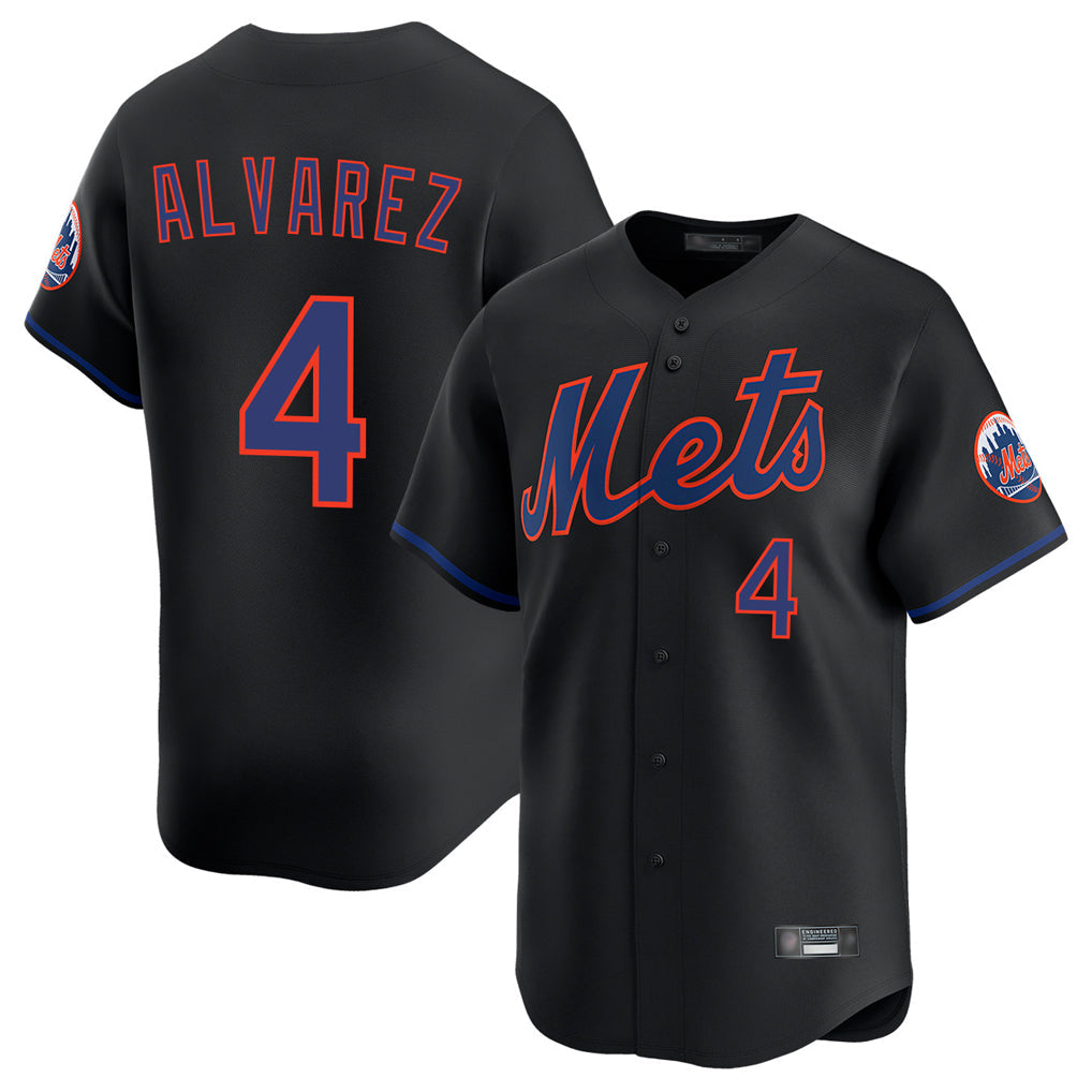 Kdoa NY.Mets #4 Francisco Alvarez Player Black Alternate Home Limited Stitched Jerseys