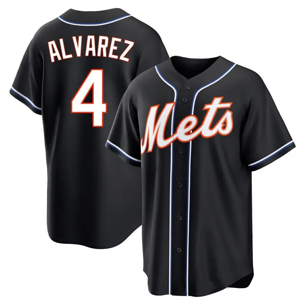 Kdoa NY.Mets #4 Francisco Alvarez Player Black Fashion Out Game Stitched Jerseys