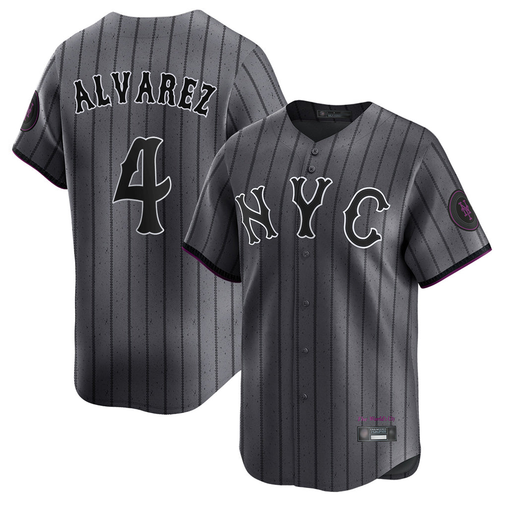 Kdoa NY.Mets #4 Francisco Alvarez Player Gray City Connect Limited Stitched Jerseys