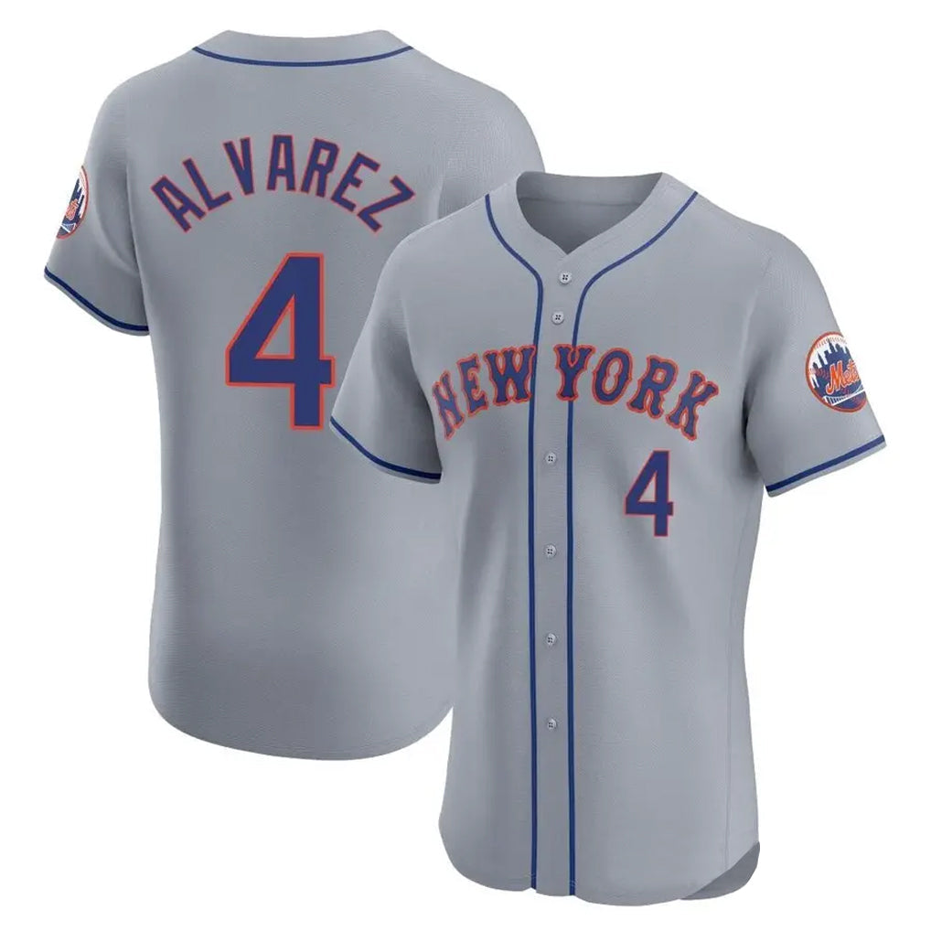 Kdoa NY.Mets #4 Francisco Alvarez Player Gray Road Limited Elite Home Stitched Jerseys