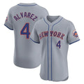 Kdoa NY.Mets #4 Francisco Alvarez Player Gray Road Limited Elite Home Stitched Jerseys