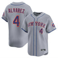 Kdoa NY.Mets #4 Francisco Alvarez Player Gray Road Limited Home Stitched Jerseys