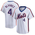 Kdoa NY.Mets #4 Francisco Alvarez Player White Cooperstown Collection T-shirt Game Stitched Jerseys