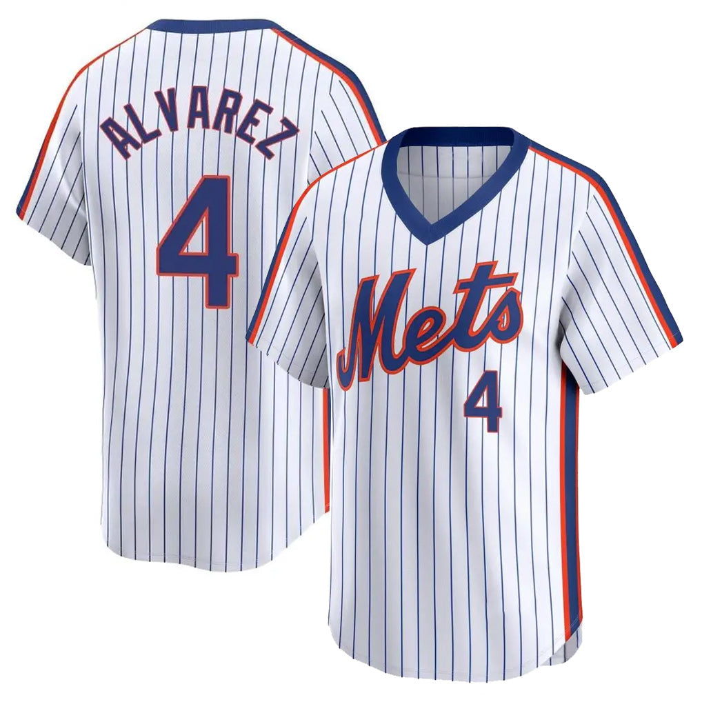 Kdoa NY.Mets #4 Francisco Alvarez Player White Cooperstown Collection T-shirt Game Stitched Jerseys