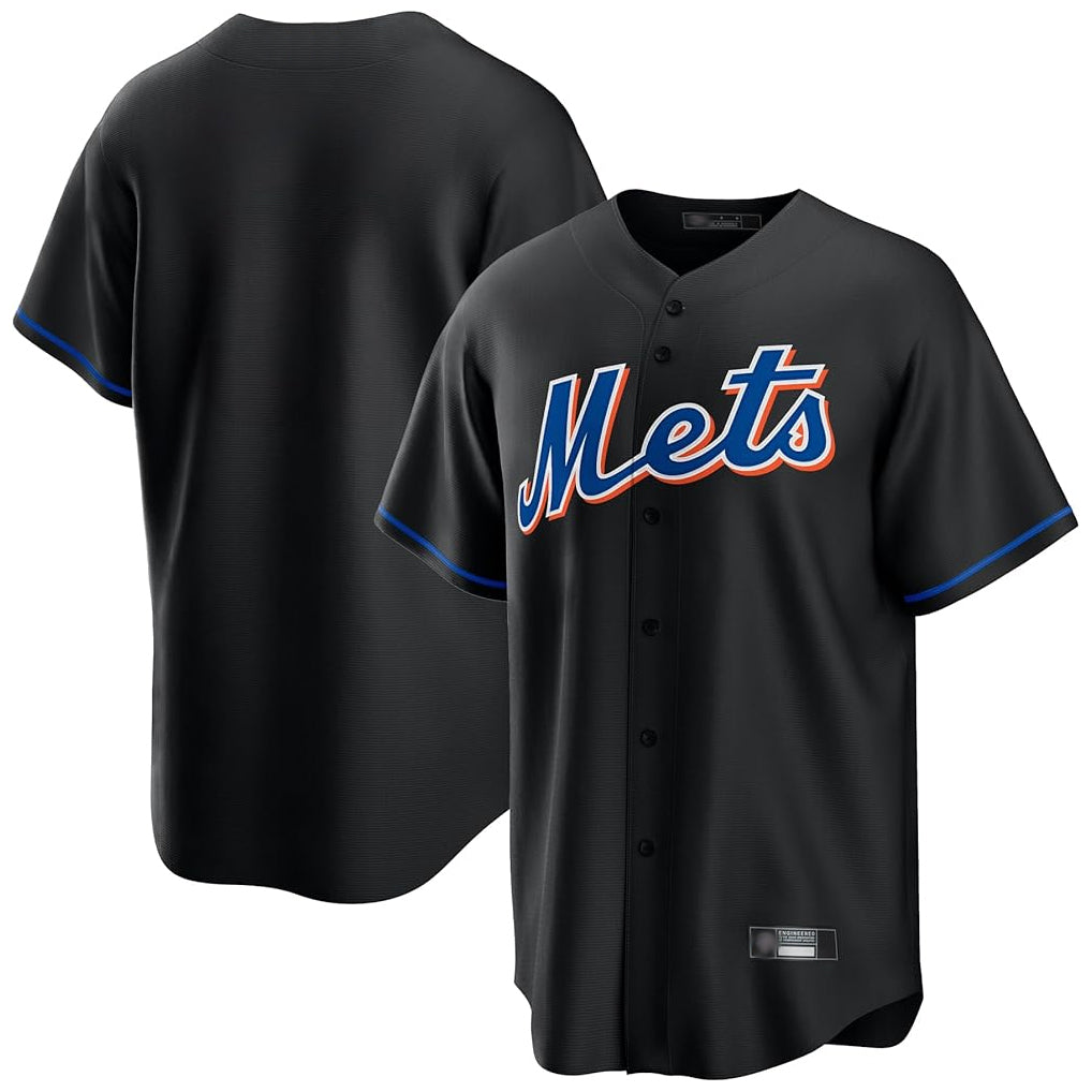 Kdoa NY.Mets Blank Player Black Replica Home Game Stitched Jerseys