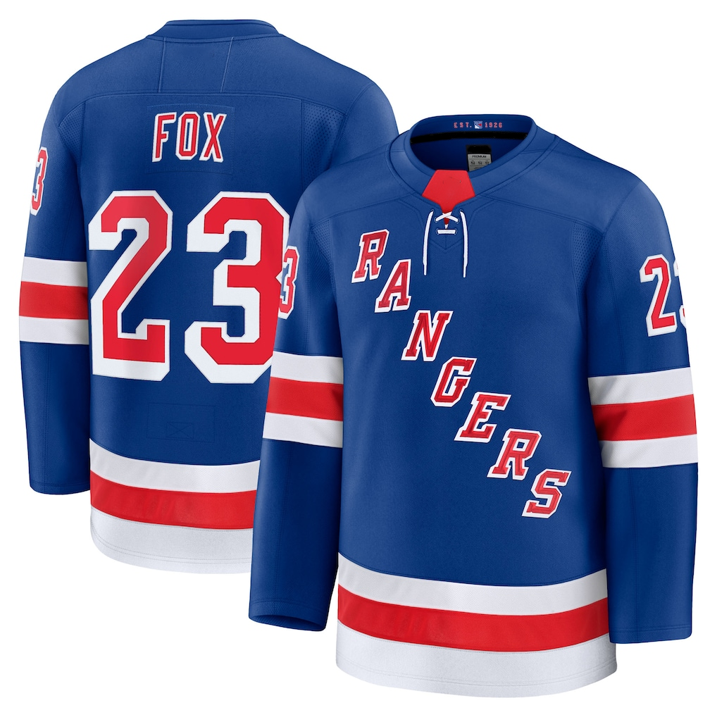 Kdoa NY.Rangers #23 Adam Fox Blue Home Premium Jerseys