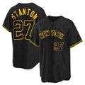Kdoa NY.Yankees #27 Giancarlo Stanton Player Black Snake Skin City Game Home Stitched Jerseys