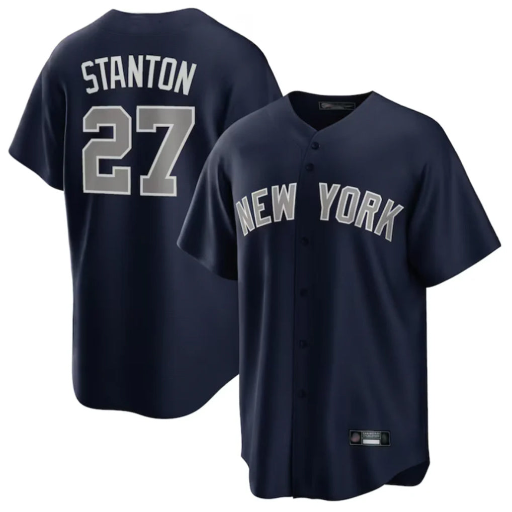 Kdoa NY.Yankees #27 Giancarlo Stanton Player Navy Replica Game Stitched Jerseys