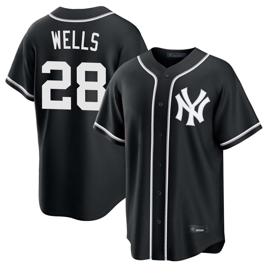 Kdoa NY.Yankees #28 Austin Wells Player Black Out Game Home Stitched Jerseys