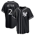 Kdoa NY.Yankees #2 Derek Jeter Player Black Out Game Home Stitched Jerseys
