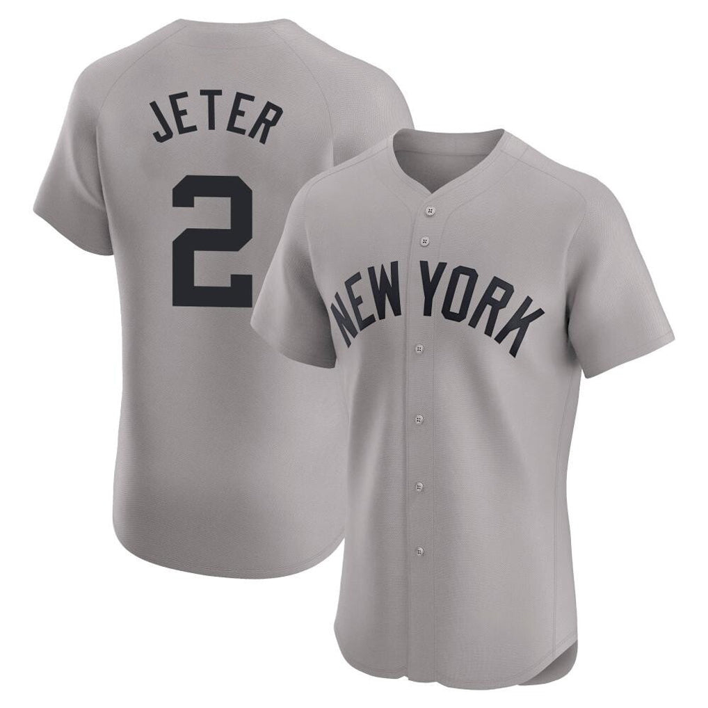 Kdoa NY.Yankees #2 Derek Jeter Player Gray Limited Elite Home Stitched Jerseys