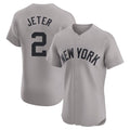 Kdoa NY.Yankees #2 Derek Jeter Player Gray Limited Elite Home Stitched Jerseys