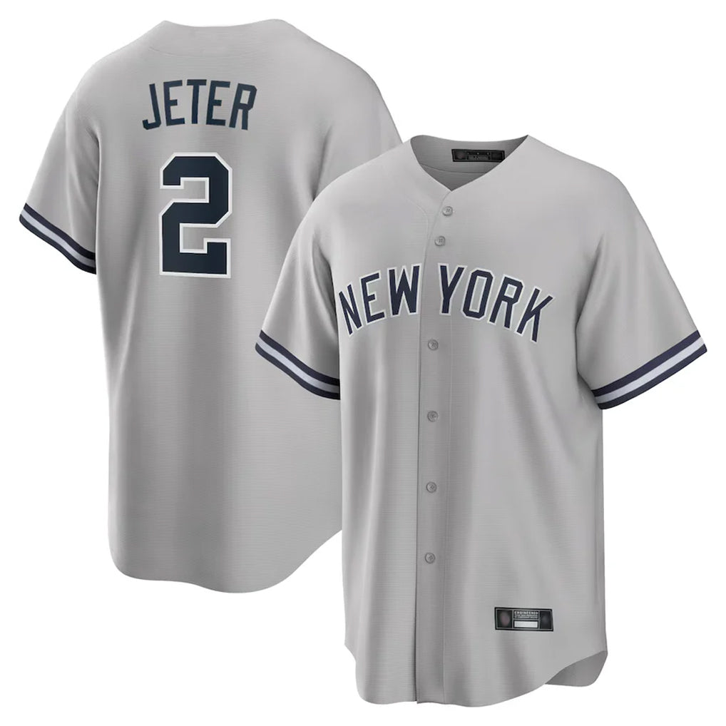 Kdoa NY.Yankees #2 Derek Jeter Player Gray Road Game Stitched Jerseys