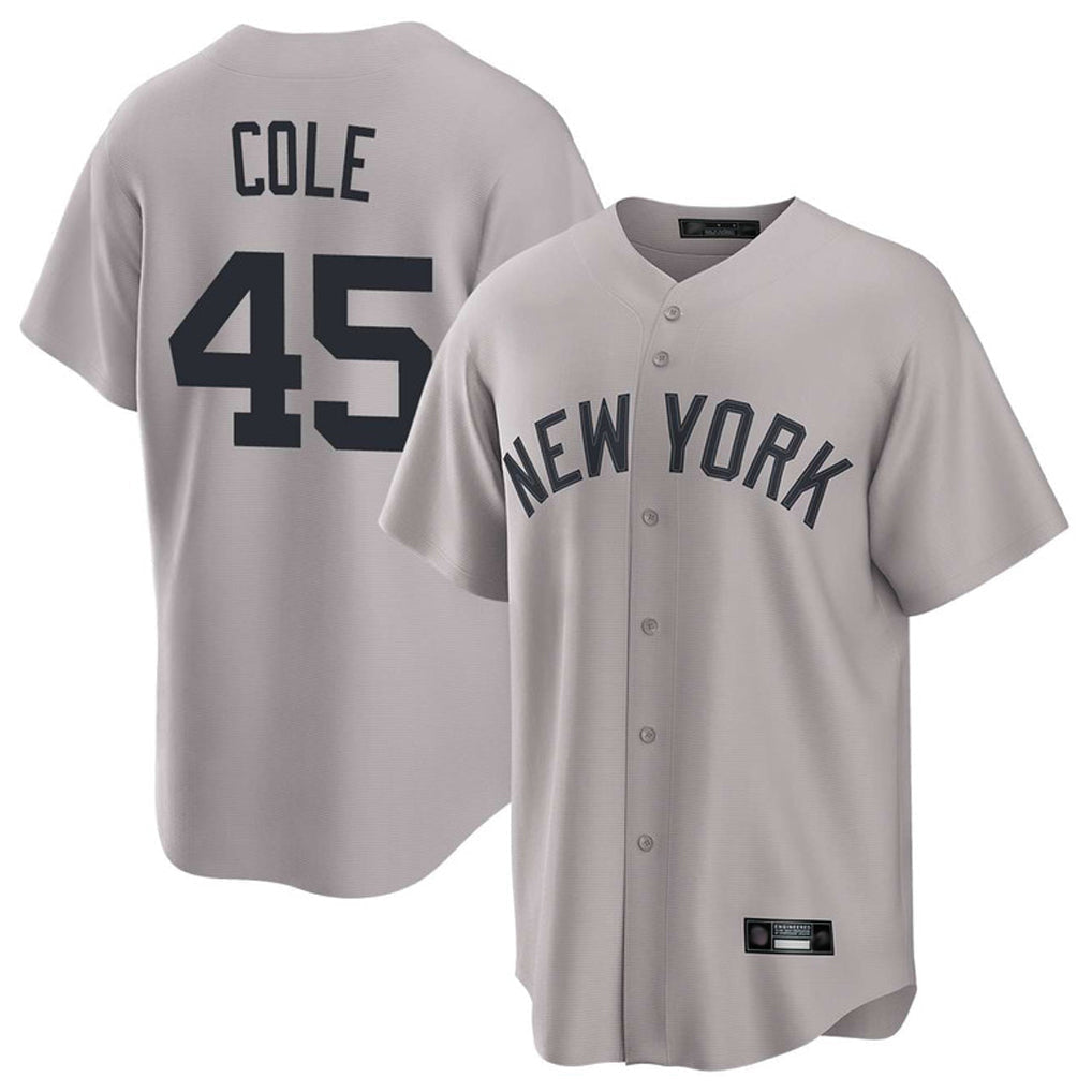 Kdoa NY.Yankees #45 Gerrit Cole Player Gray Game Home Stitched Jerseys