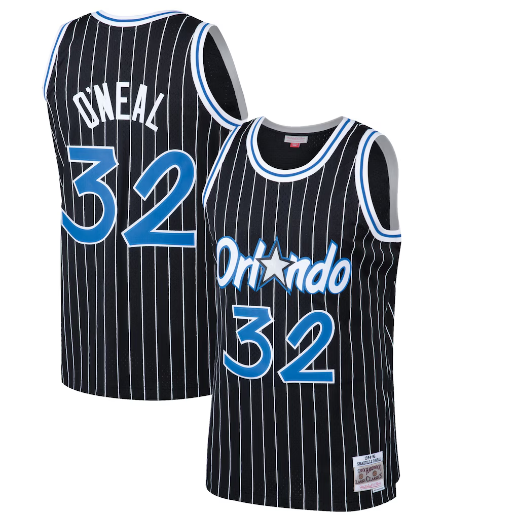 Kdoa O.Magic #32 Shaquille O'Neal Mitchell & Ness Black Hardwood Classics Swingman Jerseys