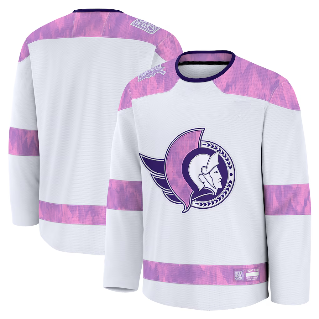 Kdoa O.Senators White 2024 Hockey Fights Cancer Practice Jerseys