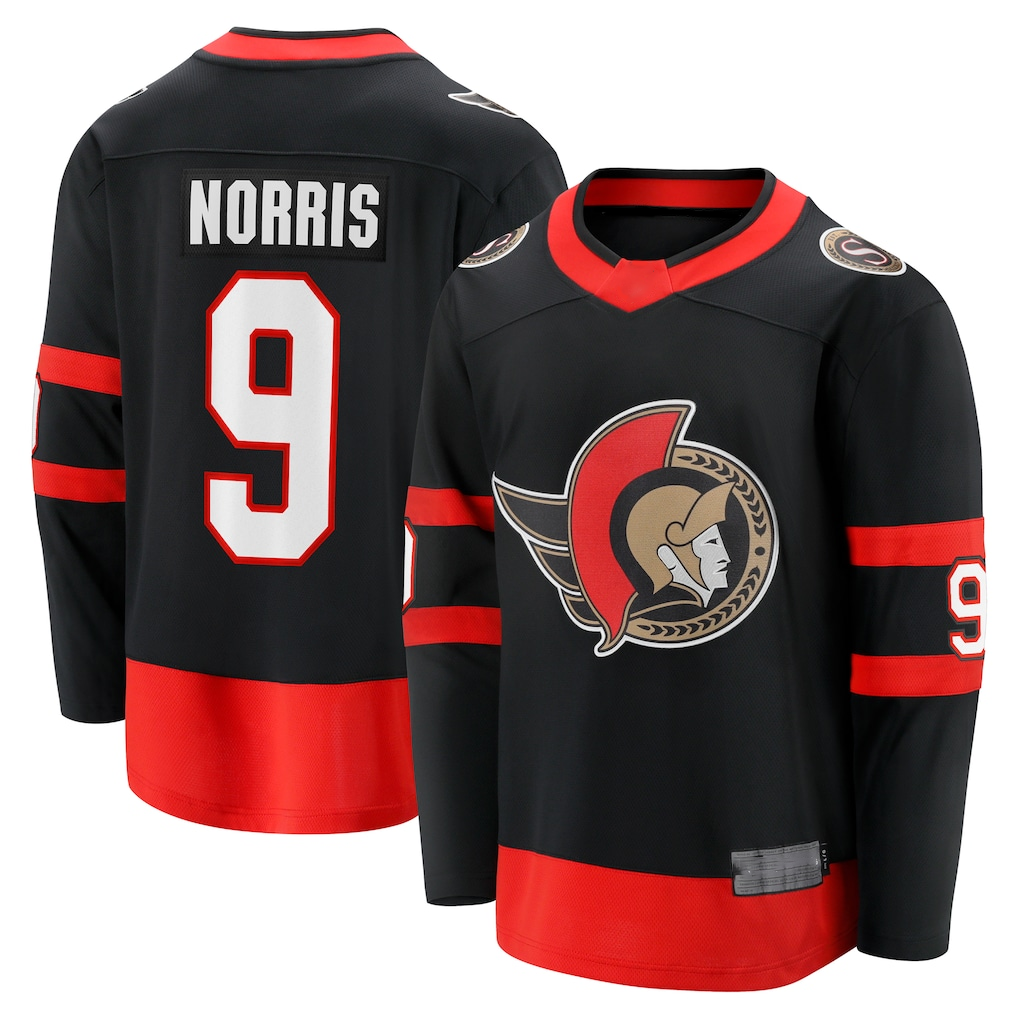 Kdoa O.Senators #9 Josh Norris Black Home Breakaway Jerseys