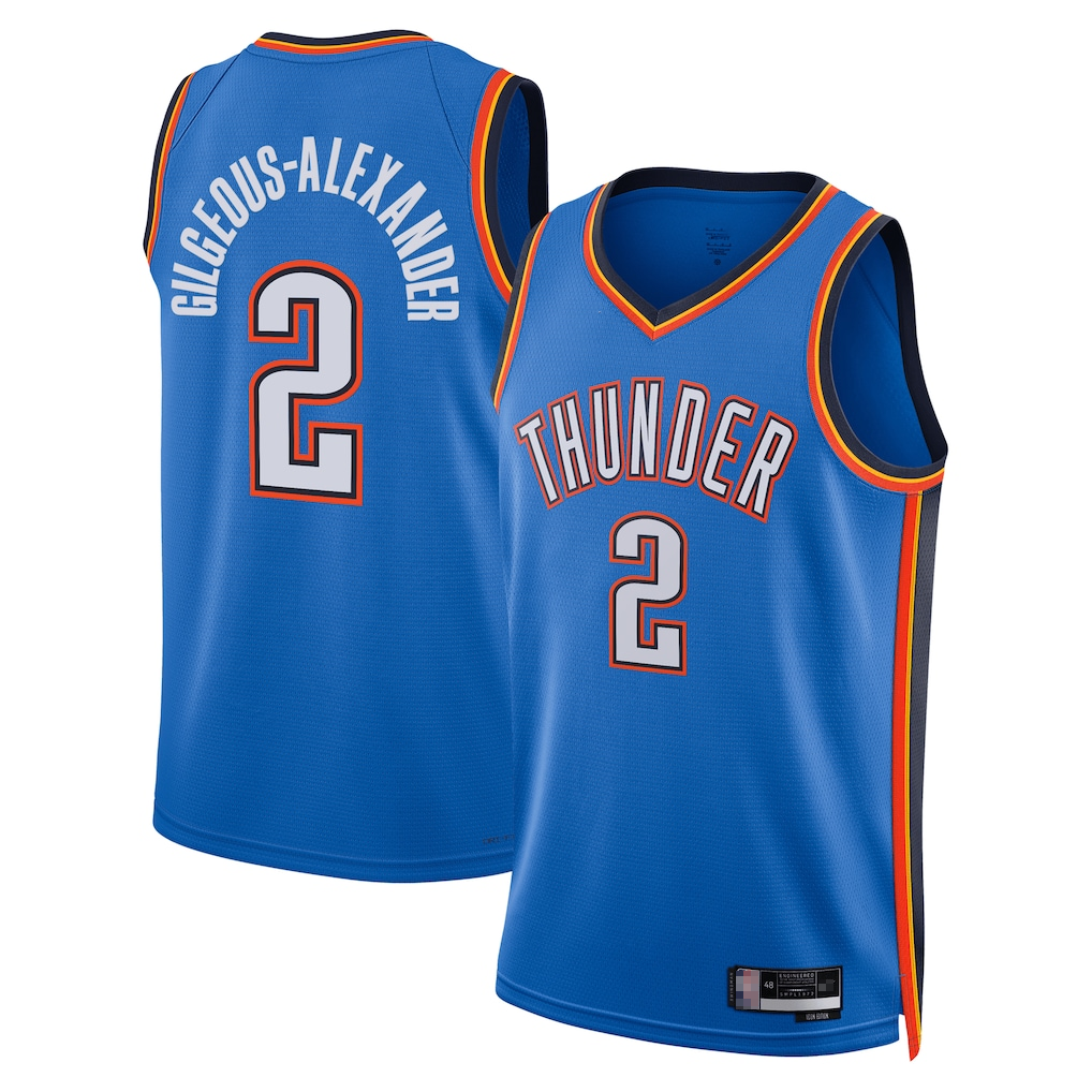 Kdoa OC.Thunder #2 Shai Gilgeous-Alexander Blue Badge Swingman Replica Stitched Jerseys- Icon Edition