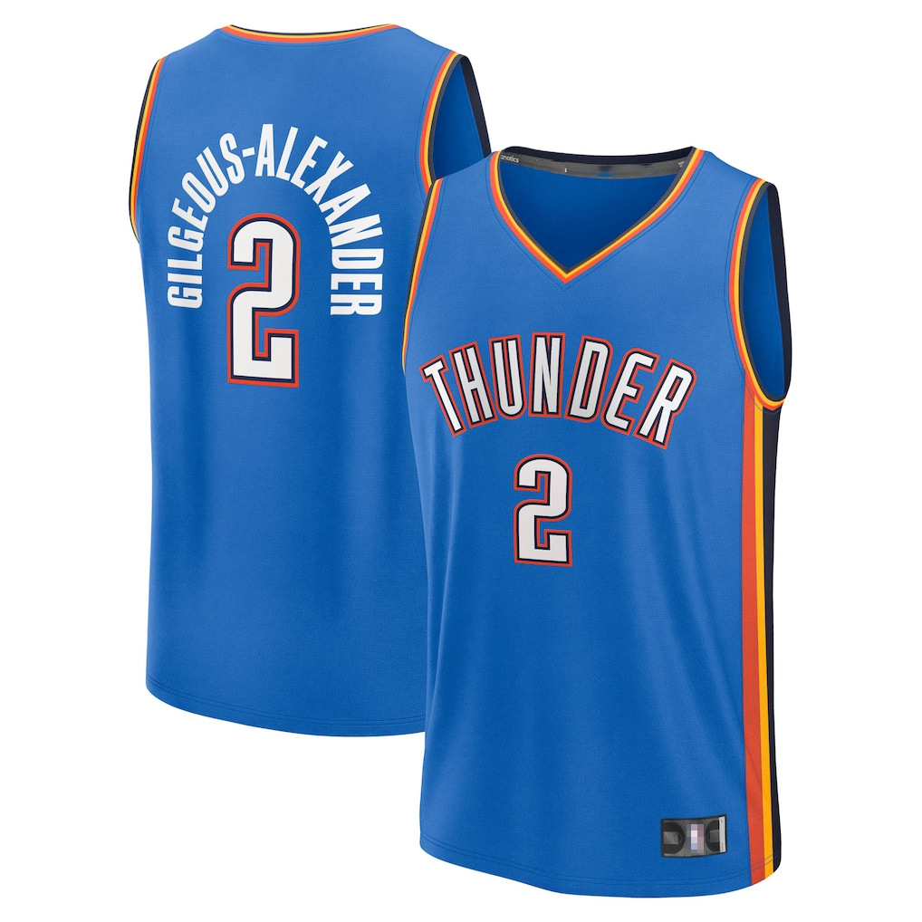 Kdoa OC.Thunder #2 Shai Gilgeous-Alexander Blue Big & Tall Fast Break Stitched Jerseys- Icon Edition