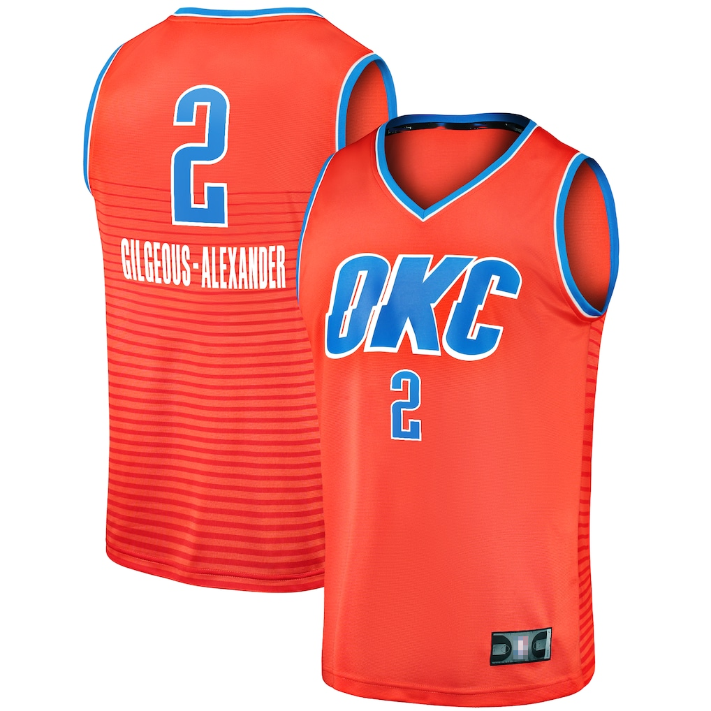 Kdoa OC.Thunder #2 Shai Gilgeous-Alexander Orange Fast Break Player Stitched Jerseys - Statement Edition
