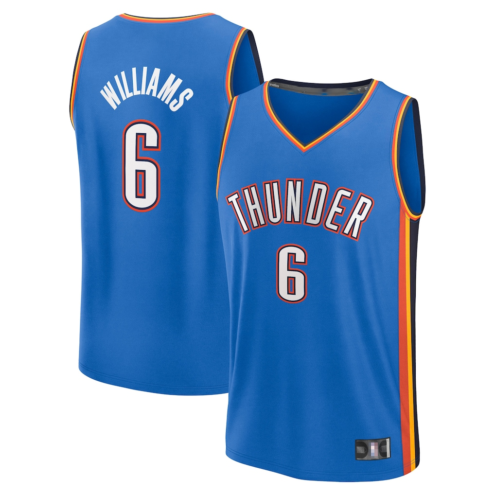 Kdoa OC.Thunder #6 Jaylin Williams Blue Fast Break Replica Player Stitched Jerseys - Icon Edition
