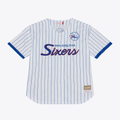 Kdoa P.76ers Mitchell & Ness White Head Coach Pinstripe Mesh Full-Button Baseball Jerseys