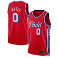 Kdoa P.76ers #0 Tyrese Maxey  Red Swingman Jerseys - Statement Edition