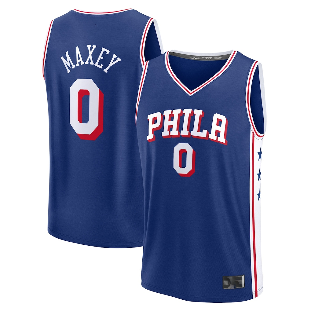 Kdoa P.76ers #0 Tyrese Maxey  Royal Big & Tall Fast Break Jerseys - Icon Edition