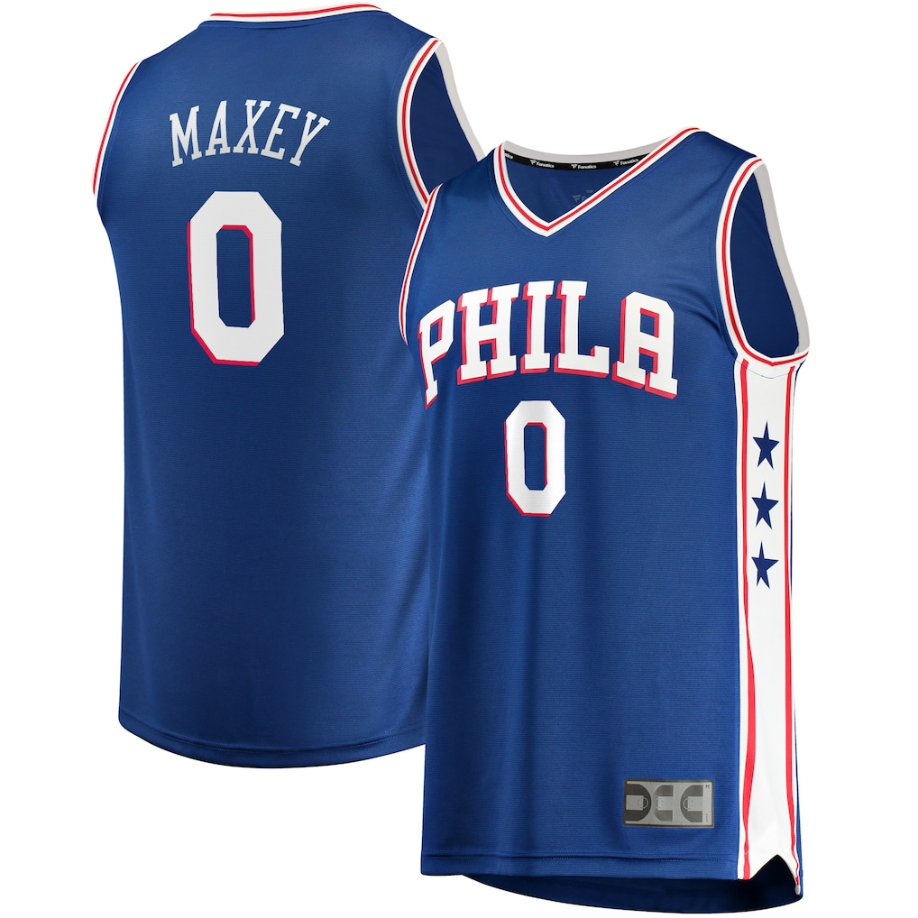 Kdoa P.76ers #0 Tyrese Maxey  Royal Fast Break Replica Jerseys - Icon Edition