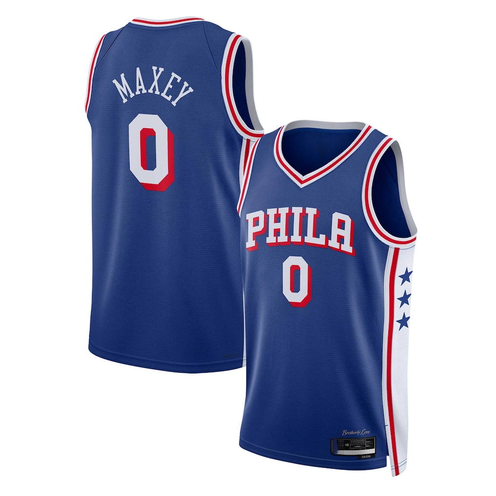 Kdoa P.76ers #0 Tyrese Maxey Royal Swingman Jerseys - Icon Edition