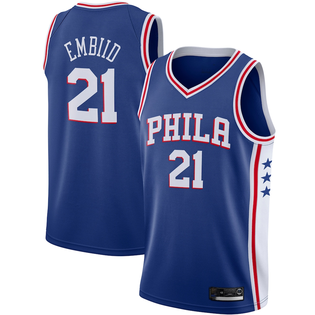 Kdoa P.76ers #21 Joel Embiid Royal 2019-2020 Swingman Jerseys - Icon Edition