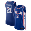 Kdoa P.76ers #21 Joel Embiid Royal Authentic Jerseys - Icon Edition