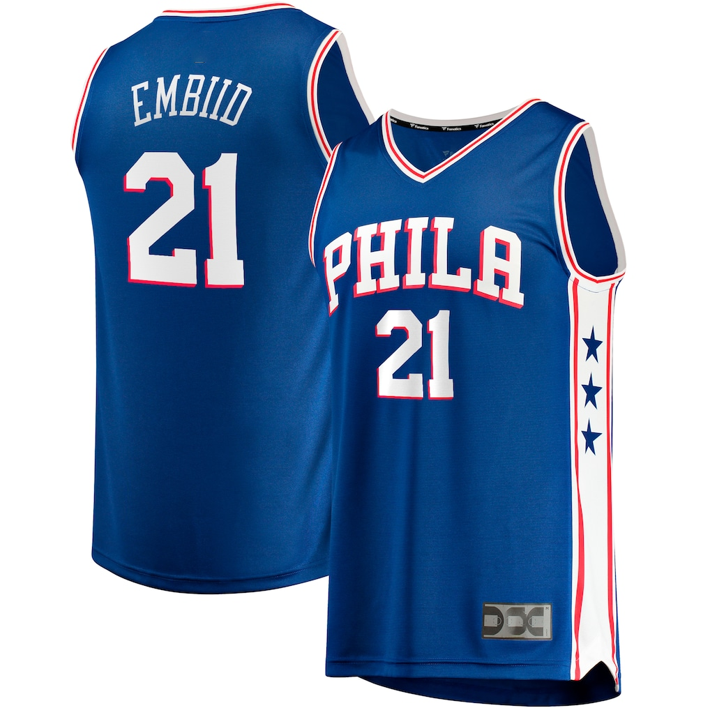 Kdoa P.76ers #21 Joel Embiid  Royal Big & Tall Fast Break Player Jerseys - Icon Edition