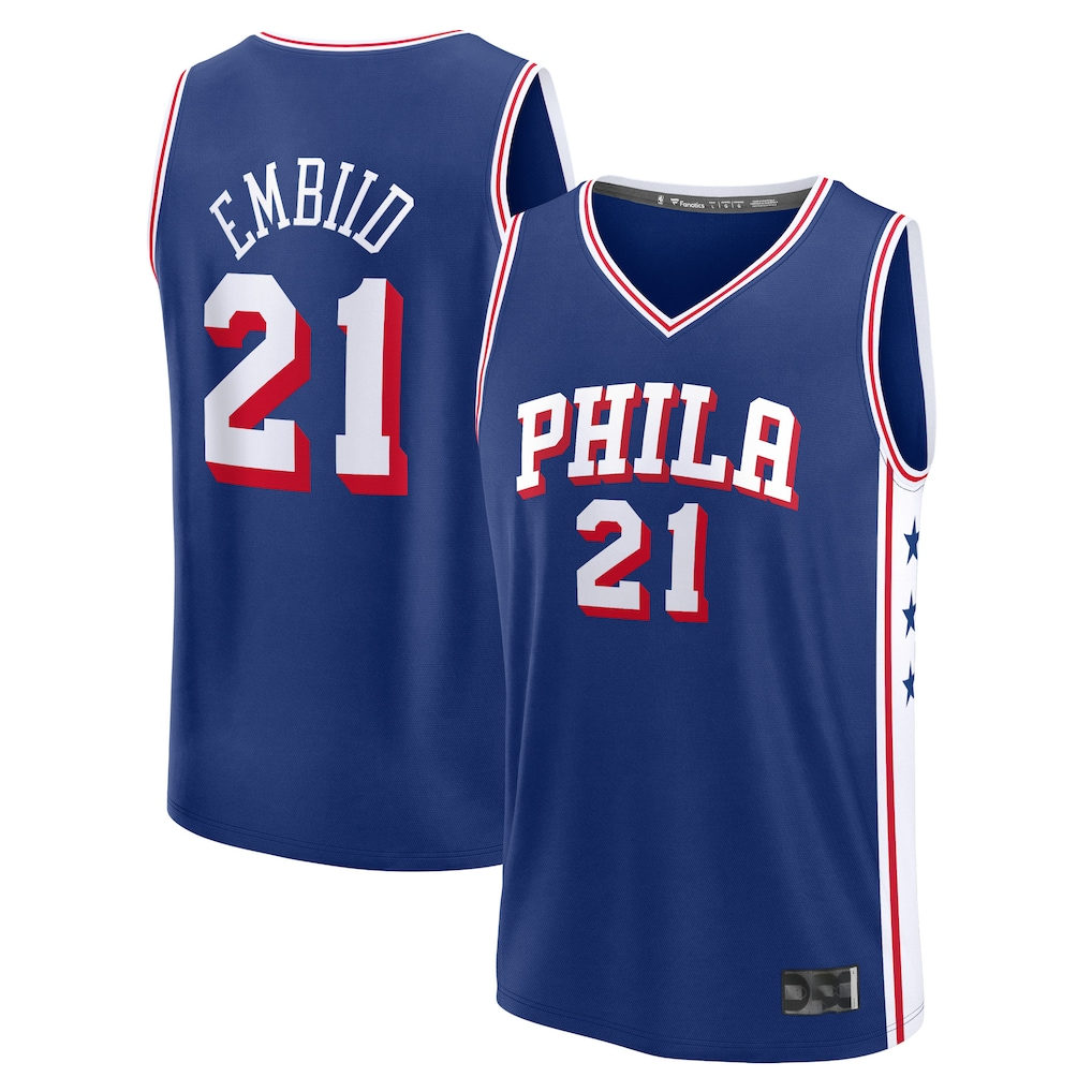 Kdoa P.76ers #21 Joel Embiid  Royal Fast Break Replica Jerseys - Icon Edition