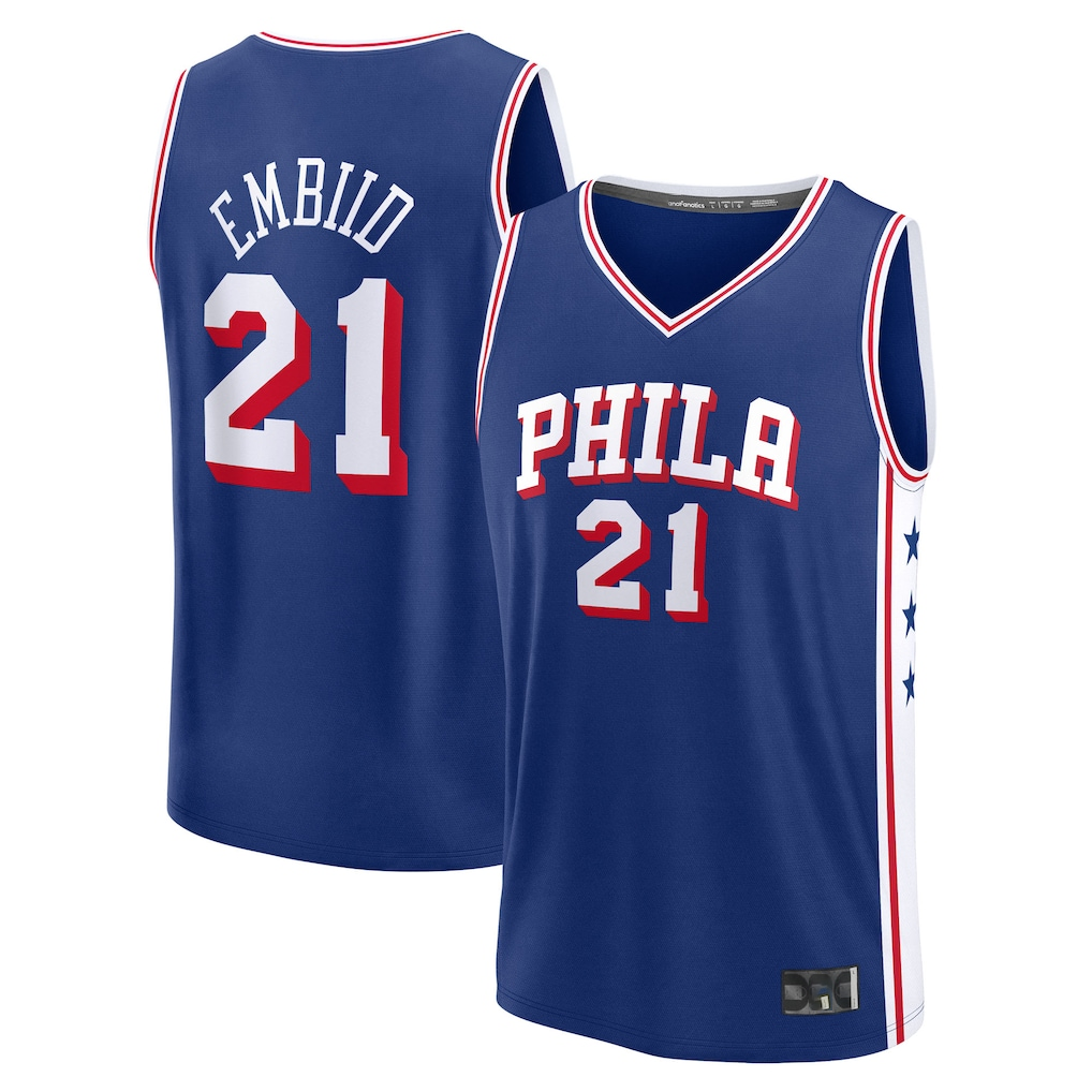 Kdoa P.76ers #21 Joel Embiid  Royal Fast Break Replica Player Jerseys - Icon Edition