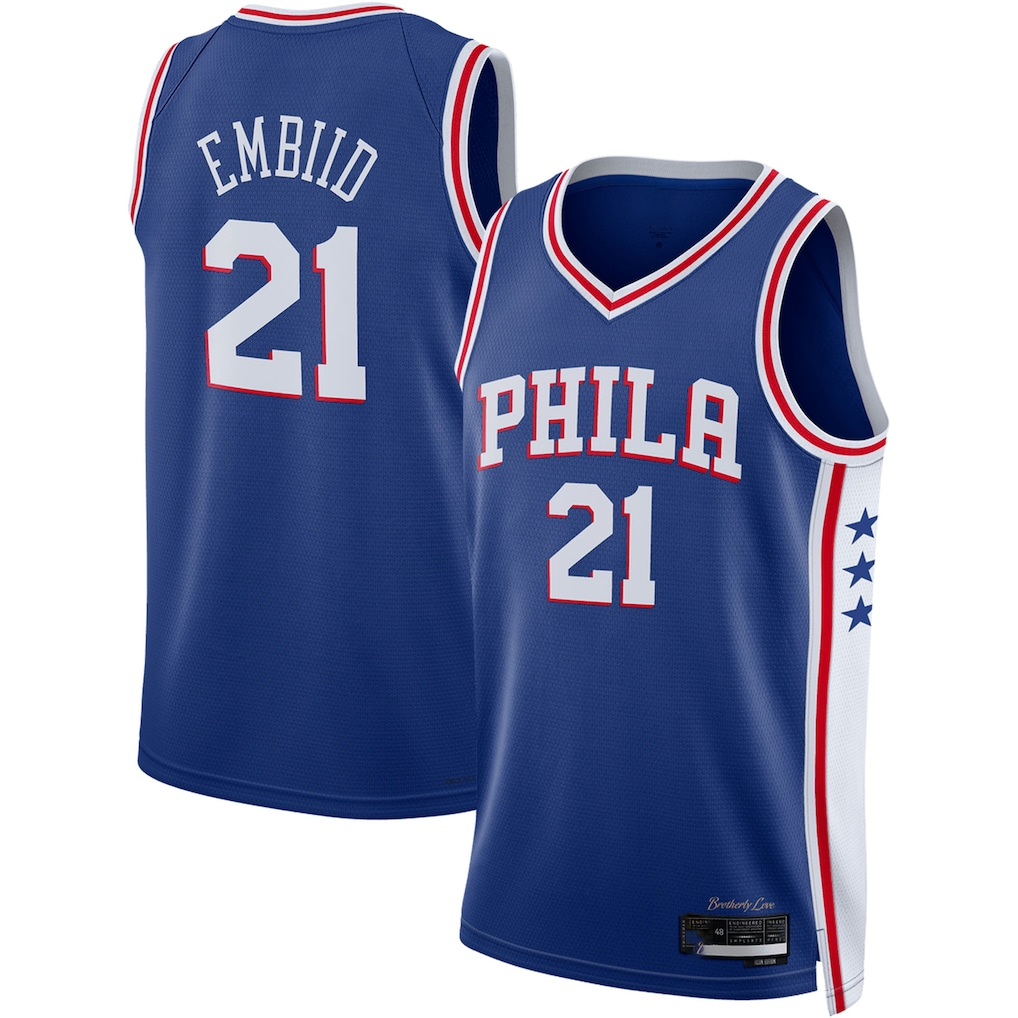 Kdoa P.76ers #21 Joel Embiid Royal Swingman Jerseys - Icon Edition