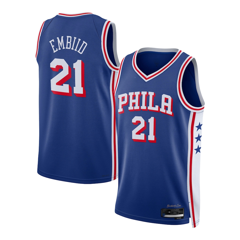 Kdoa P.76ers #21 Joel Embiid Royal Swingman Jerseys - Icon Edition