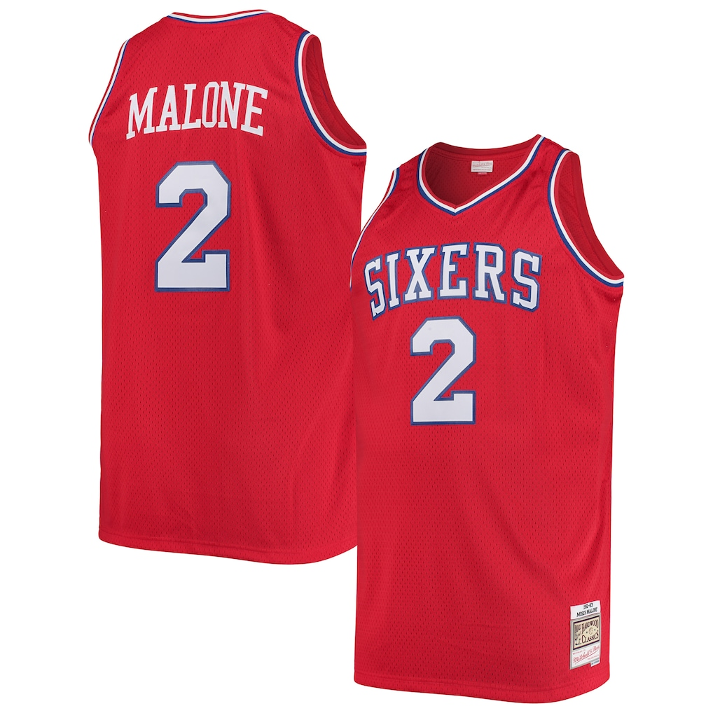 Kdoa P.76ers #2 Moses Malone Mitchell & Ness Red 1982-83 Big & Tall Hardwood Classics Swingman Jerseys