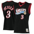 Kdoa P.76ers #3 Allen Iverson Mitchell & Ness Black 2000-01 Hardwood Classics Swingman Jerseys