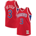 Kdoa P.76ers #3 Allen Iverson Mitchell & Ness Red 199697 Hardwood Classics Authentic Jerseys