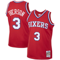 Kdoa P.76ers #3 Allen Iverson Mitchell & Ness Red 2002-03 Hardwood Classics Swingman Jerseys