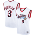 Kdoa P.76ers #3 Allen Iverson Mitchell & Ness White Hardwood Classics Swingman Jerseys