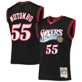 Kdoa P.76ers #55 Dikembe Mutombo Mitchell & Ness Black Hardwood Classics Swingman Jerseys
