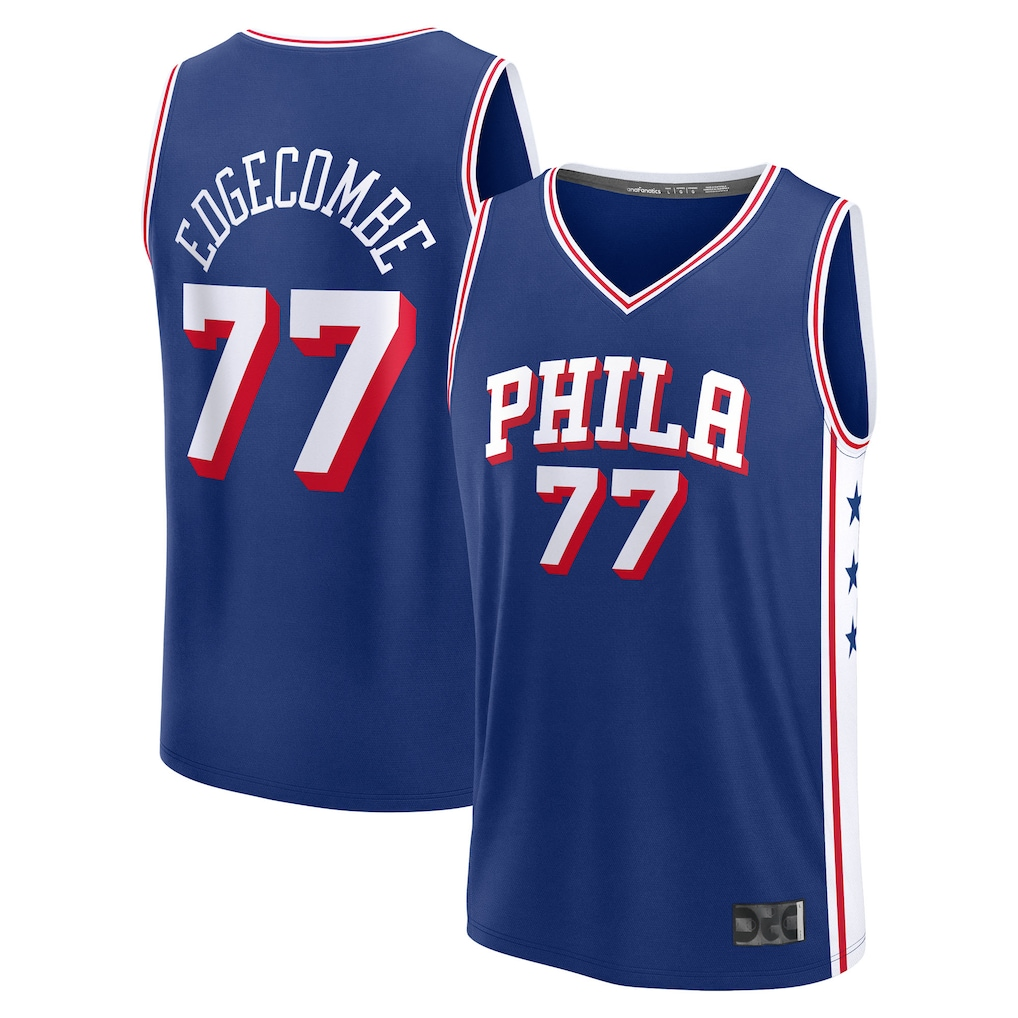 Kdoa P.76ers #77 V. J. Edgecombe Royal 2025 Draft First Round Pick Fast Break Replica Jerseys - Icon Edition