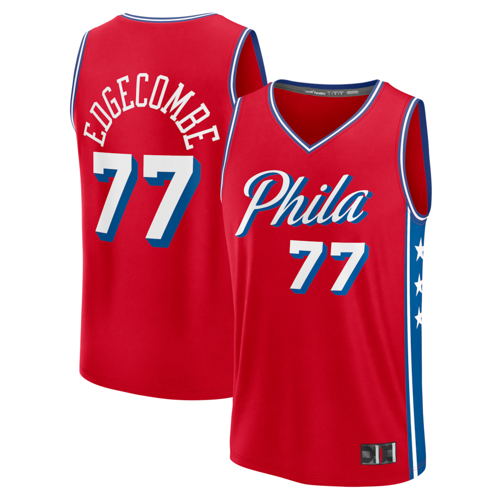 Kdoa P.76ers #77 VJ Edgecombe Red Fast Break Replica Player Jerseys - Statement Edition