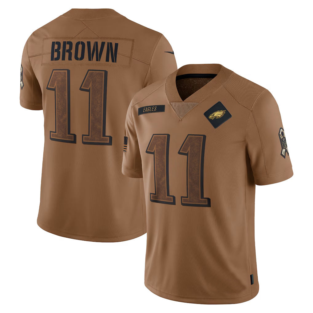 Kdoa P.Eagles #11 A.J. Brown Player Brown Salute To Service Limited Stitched Jerseys