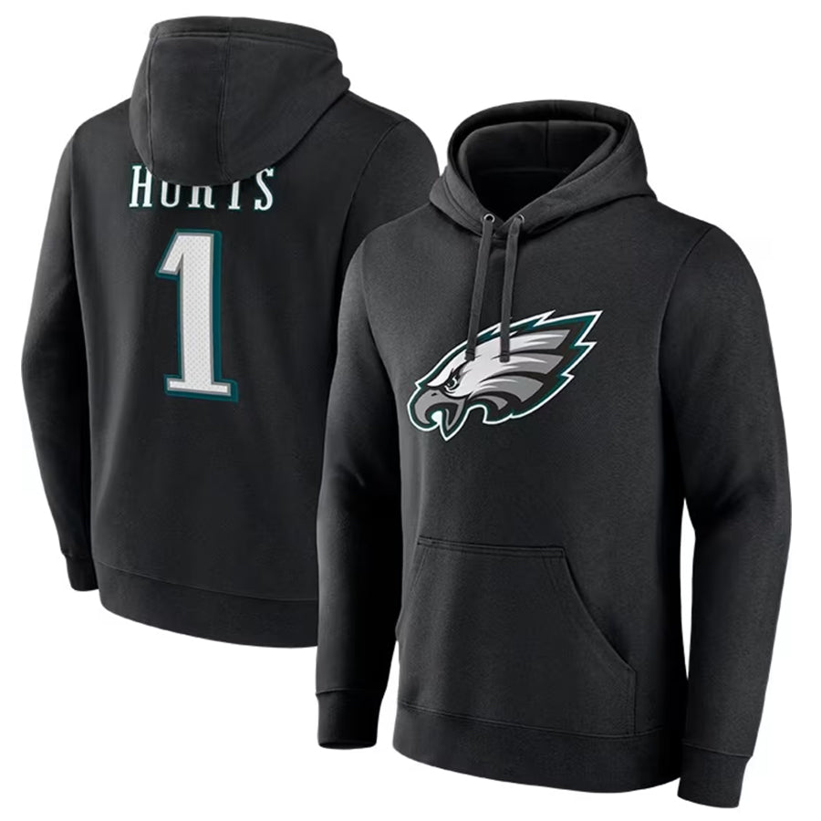 Kdoa P.Eagles #1 Jalen Hurts Player Black Military Hoodie Game Stitched Jerseys