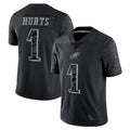 Kdoa P.Eagles #1 Jalen Hurts Player Black REFLECTIVE Limited Stitched Jerseys