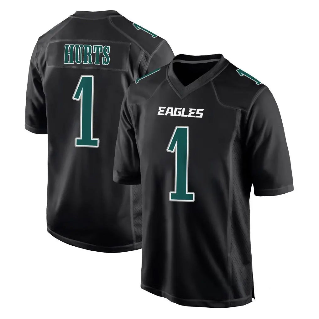 Kdoa P.Eagles #1 Jalen Hurts Player Carbon Black Fashion Home Game Stitched Jerseys